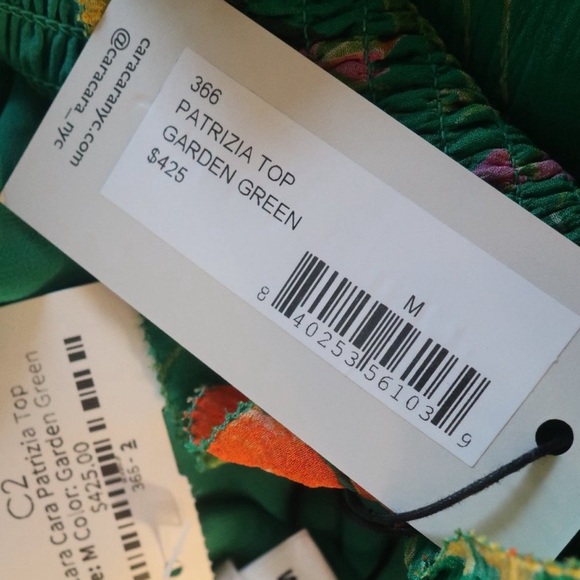 Women’s Cara Cara Patricia Garden Green Top Blouse Medium $425 NWT - Picture 9 of 9